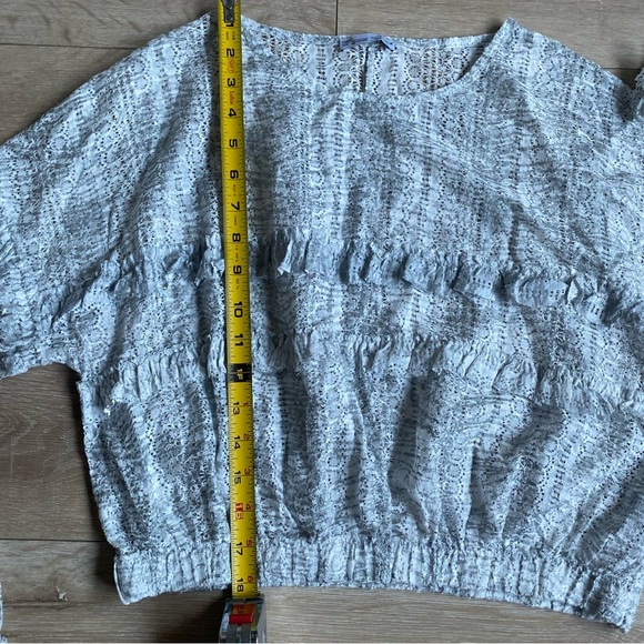 Zara long sleeve crop top silver grey ruffle large as seen on Brec Bessinger - Picture 13 of 14